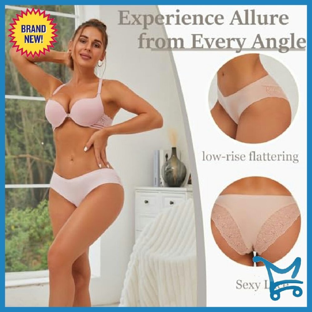 Seamless Lace Bikini Panties Multi-Pack No Show Cheeky Cut - Picture 3 of 8